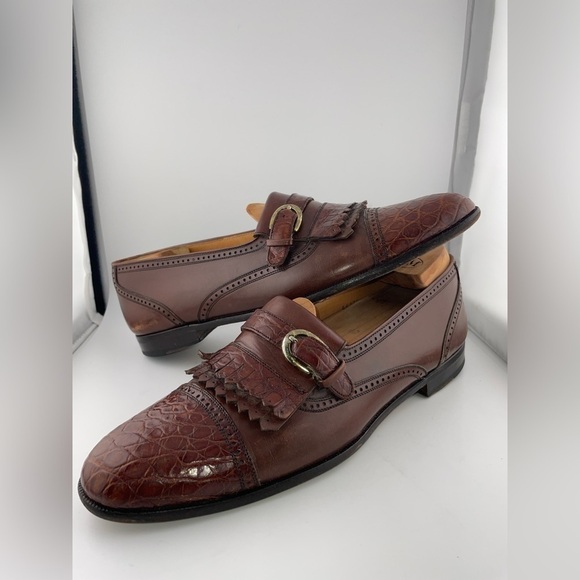 MIGUEL ANGEL Tassel Crocodile Brown Sz 10.5B Men Slip-On Loafers Made In Spain